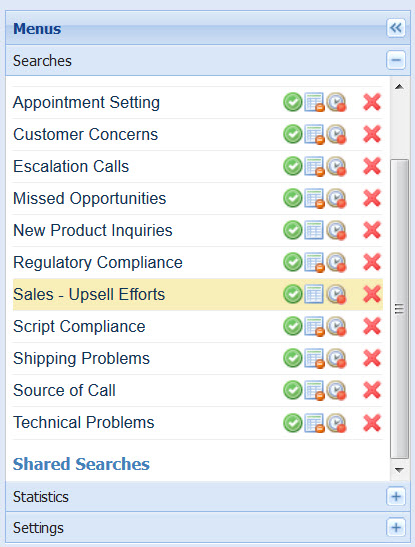 Call Categorization - Search Names